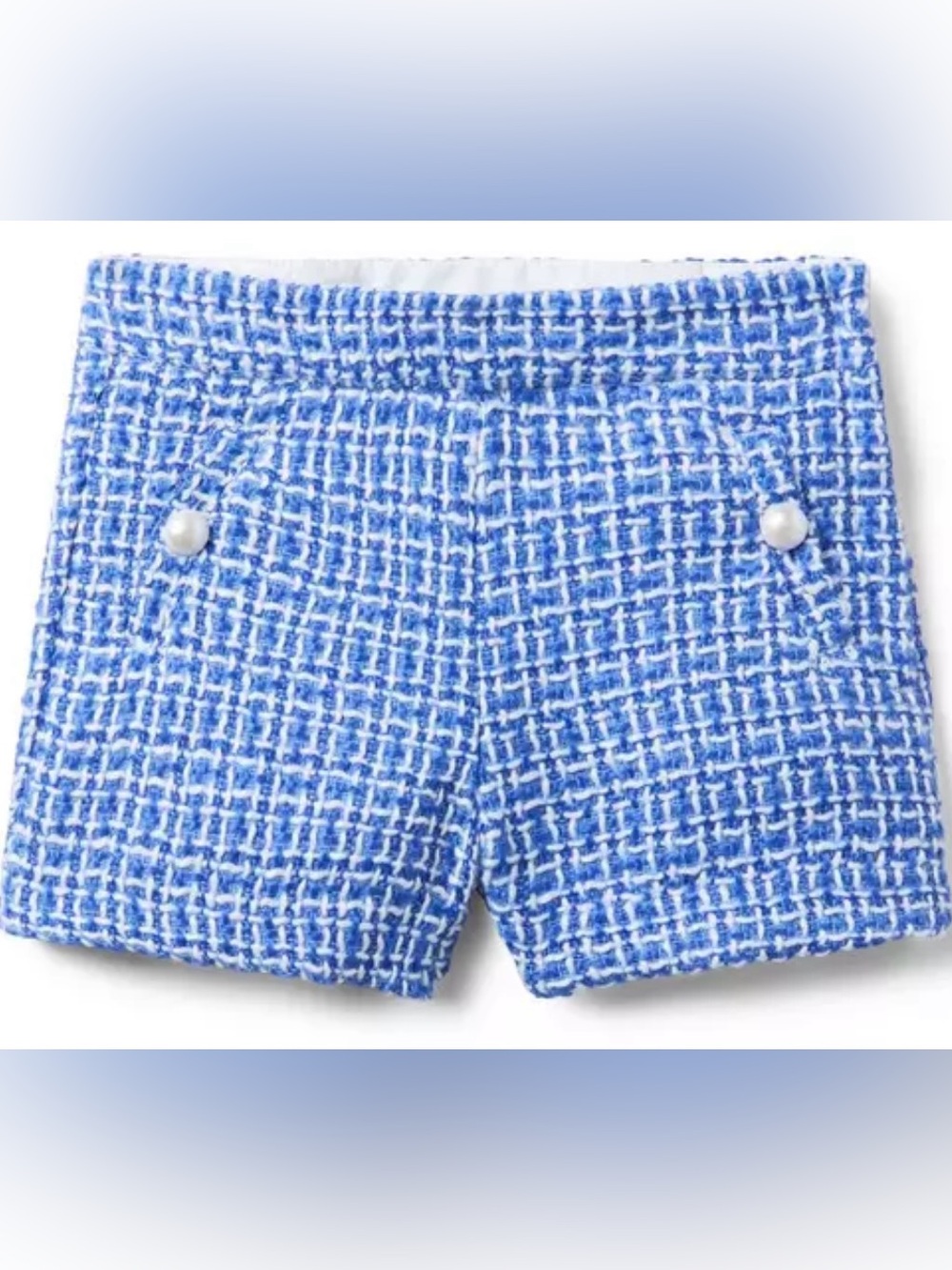 Janie & Jack Girls Infant Toddler Tweed Dress Shorts Blue Pearl Buttons 3T Baby